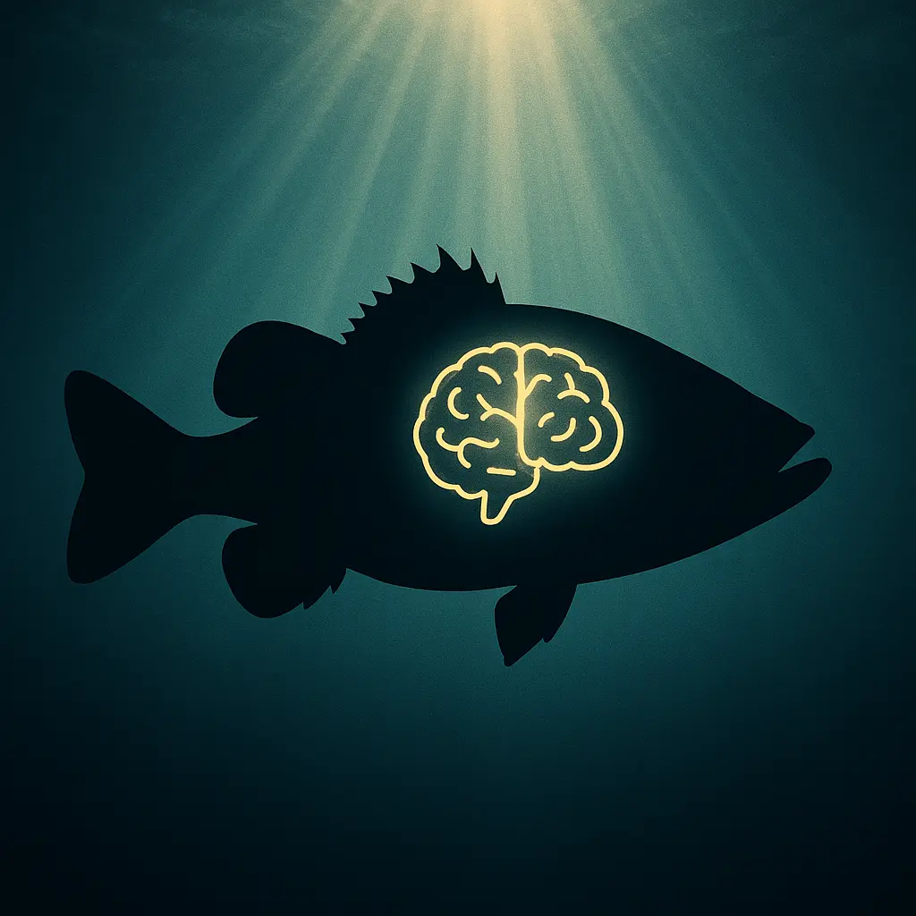 水中のバスシルエットの中に脳が描かれた、思考と判断を表すイラスト