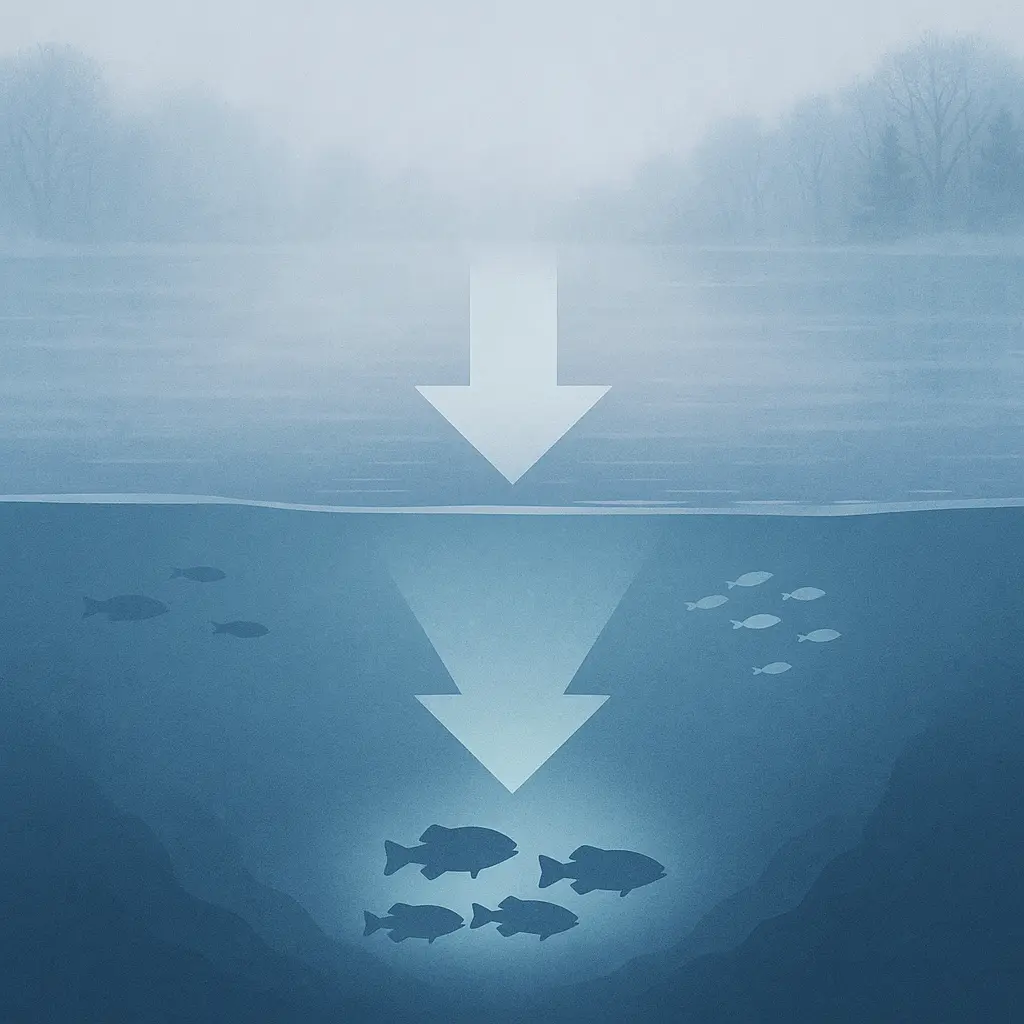 冬の湖で情報が少ないためエリアが絞れることを示す図