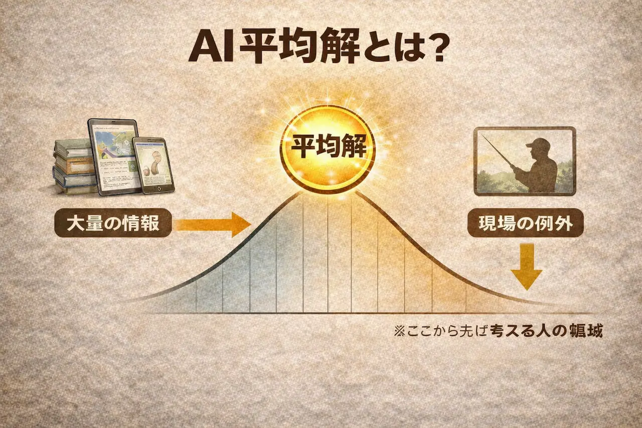 AIが示す平均解と現場で起きる例外の関係を表した図