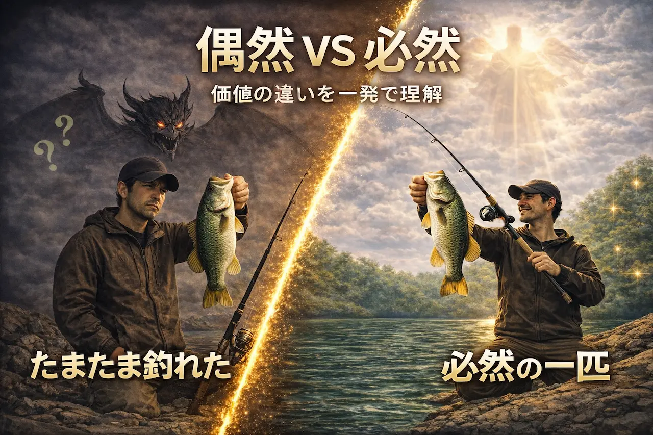 偶然の一匹と必然の一匹の対比イメージ