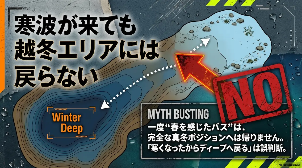 寒波が来てもバスは完全な越冬エリアには戻らない