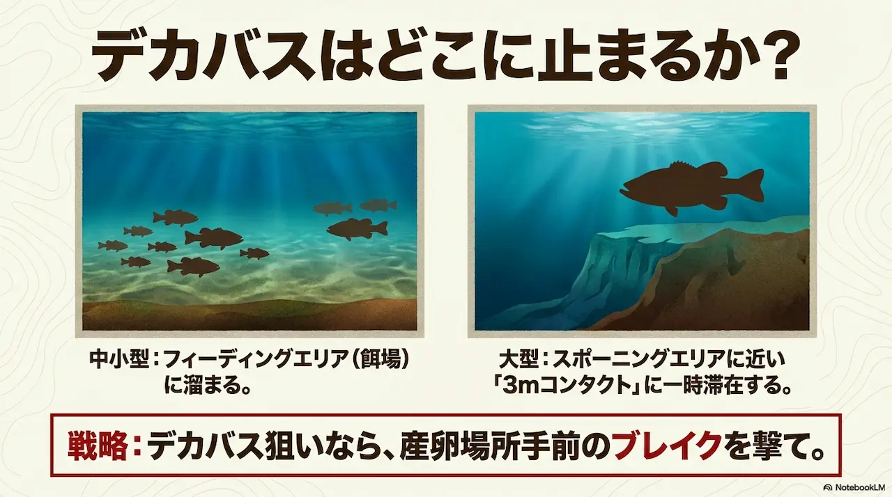プリスポーン中期に大型バスが滞在する3mコンタクト位置の解説