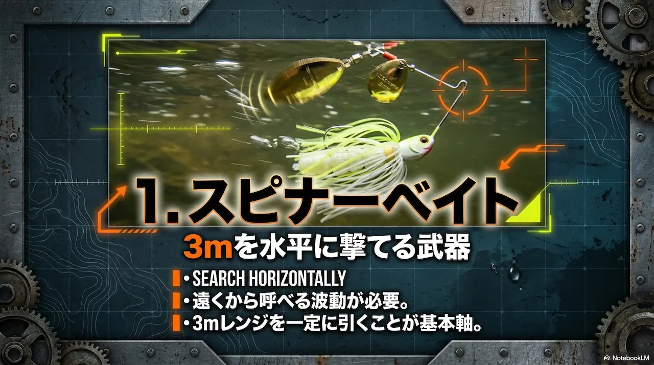 スピナーベイトで3mを水平に攻める