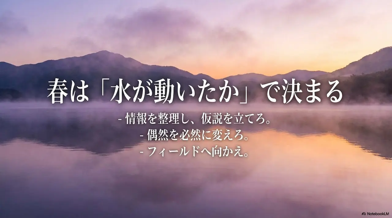 春のバス釣りは水が動いたかで決まるという核心メッセージ