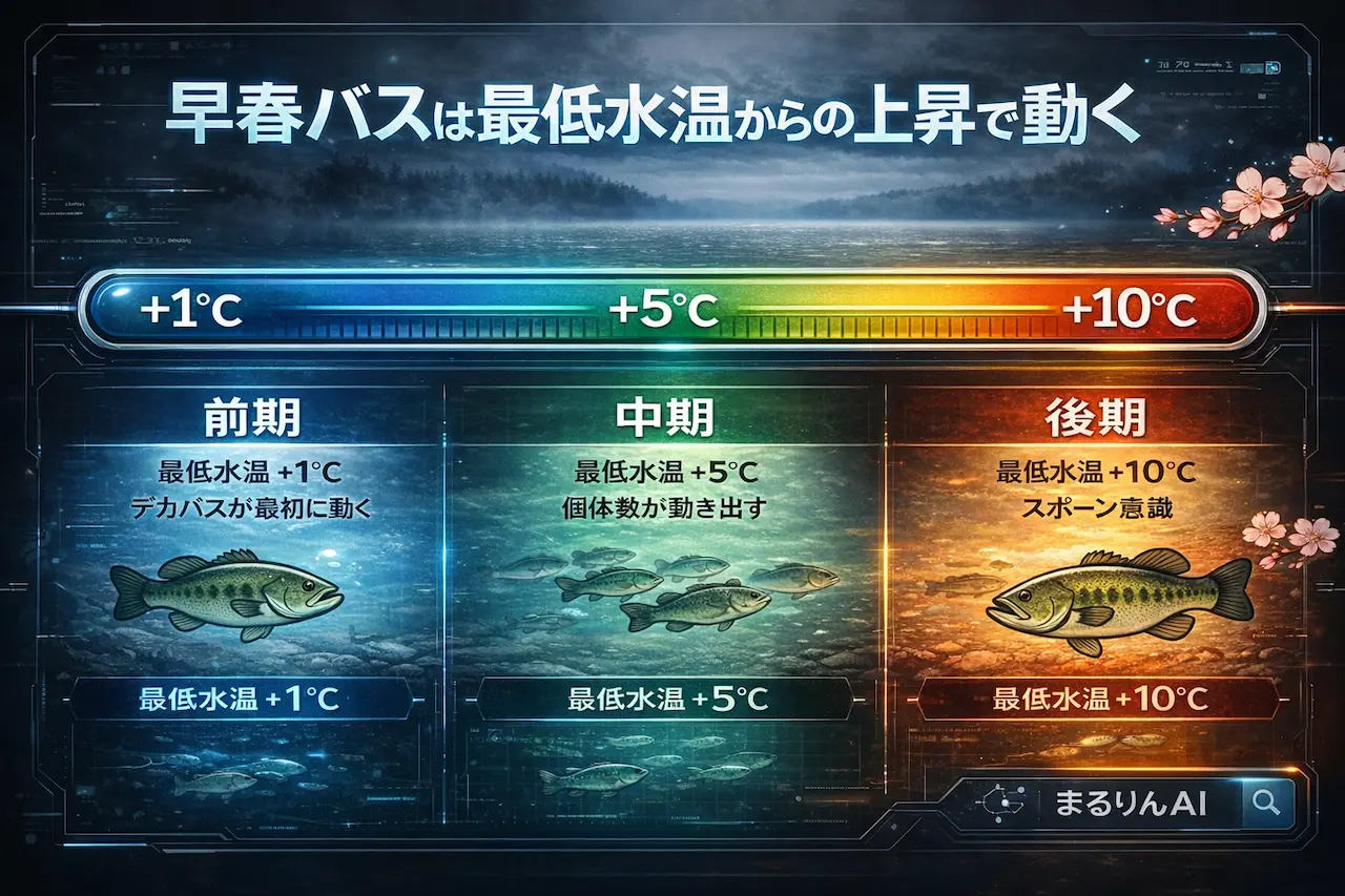 早春プリスポーンを水温で読む戦術イメージ（タクティカルデザイン）