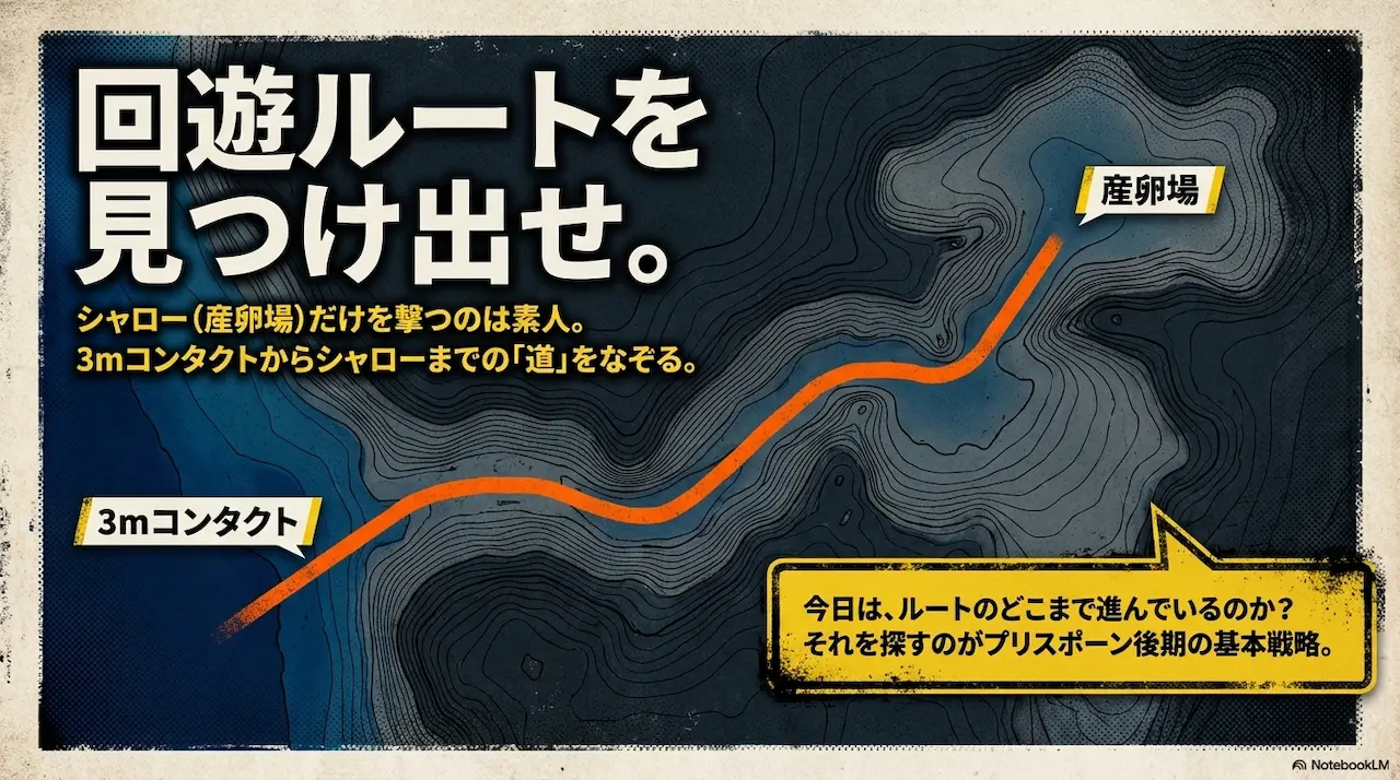 ブラックバスの回遊ルート｜3mコンタクトからスポーニングシャローへの移動