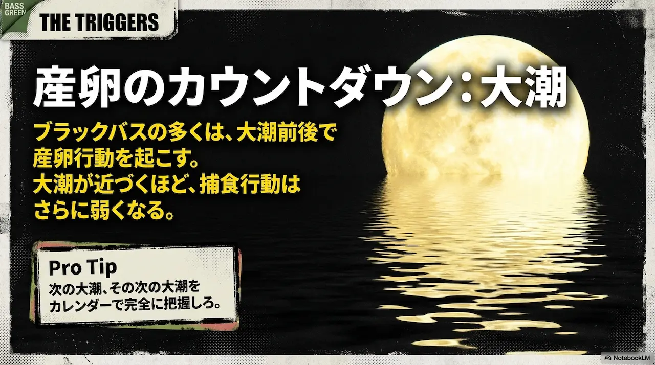 ブラックバスの産卵タイミング｜大潮と月齢がスポーニングに与える影響