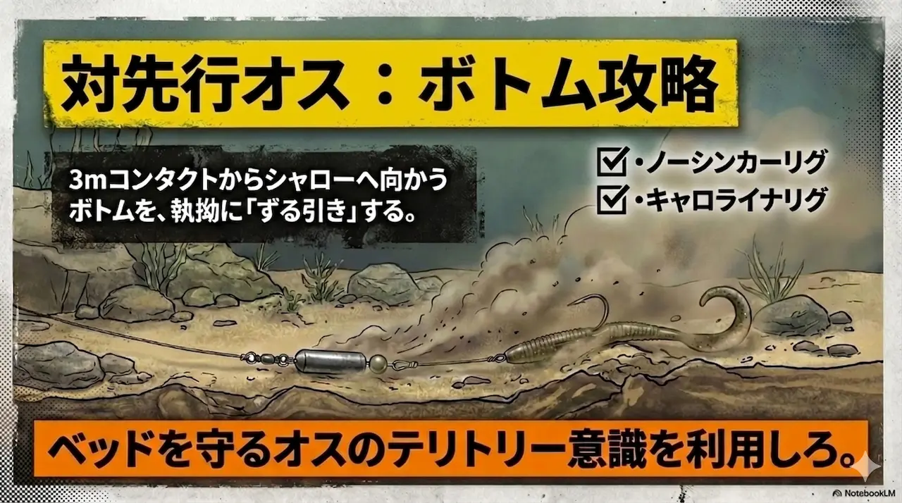 プリスポーン後期のボトム攻略｜キャロライナリグとノーシンカー