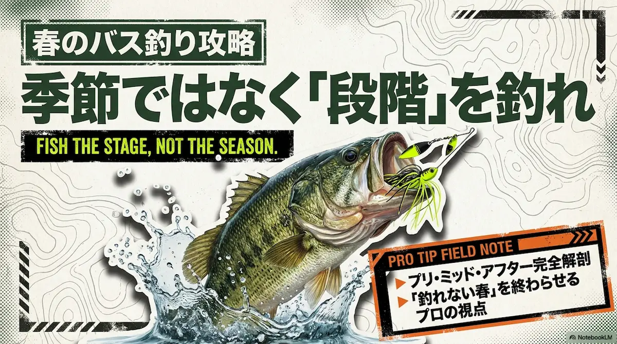 春のバス釣りは季節ではなくスポーニング進行段階を読むことが重要だと解説するアイキャッチ画像